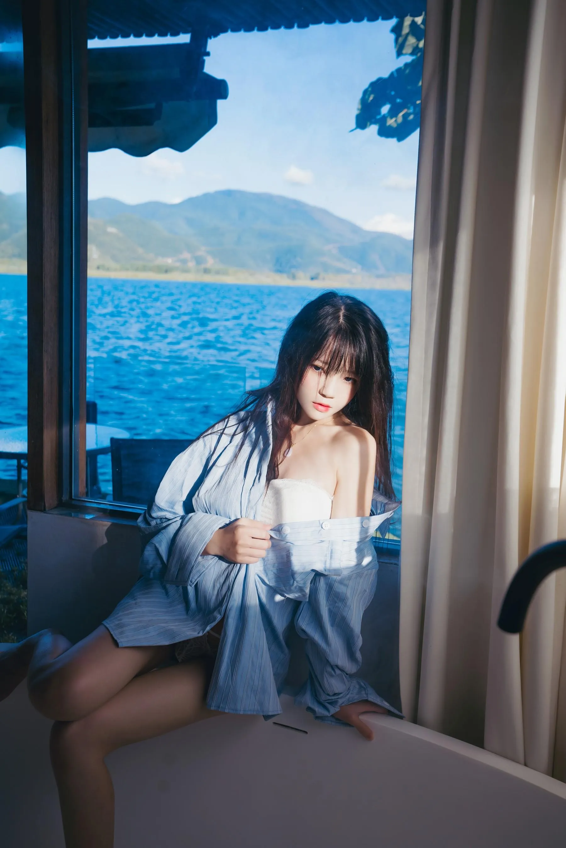 桜桃喵 – NO.159 蓝衬衫 [45P]插图8